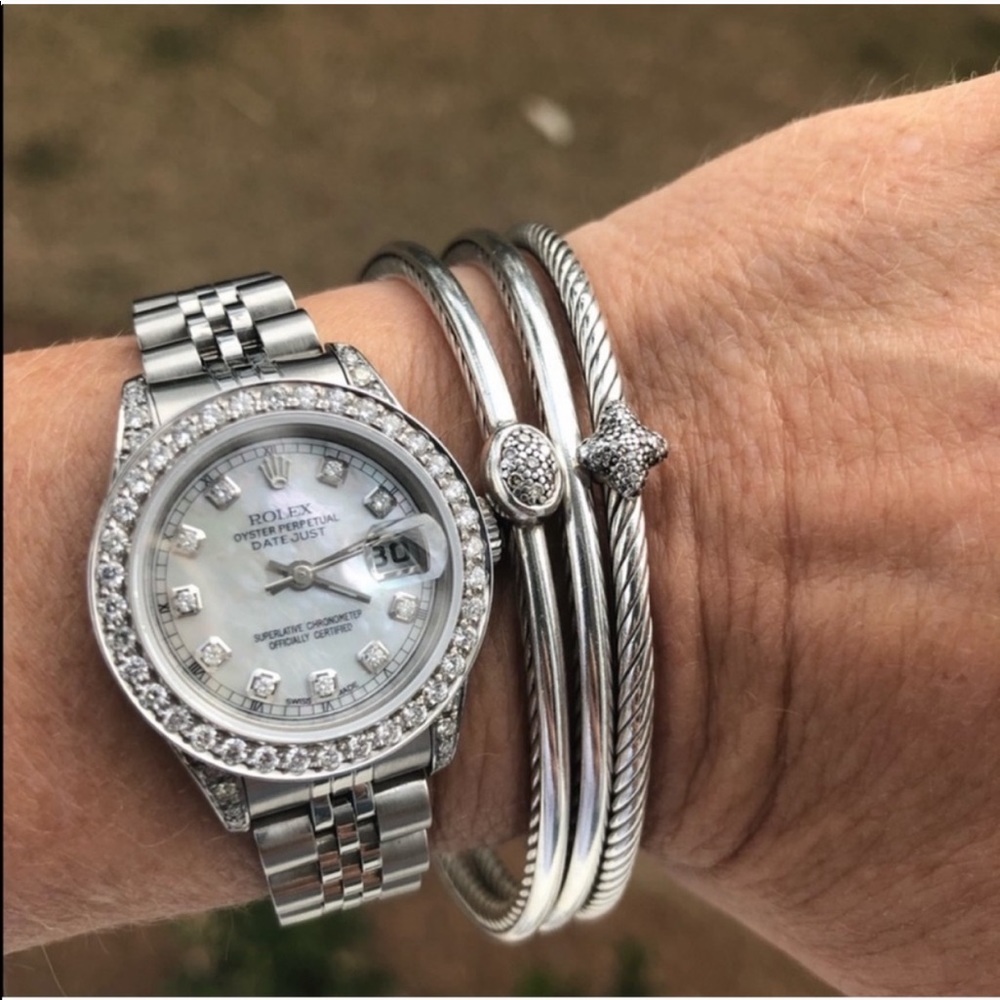 David Yurman Diamond Sterling Silver Bangle